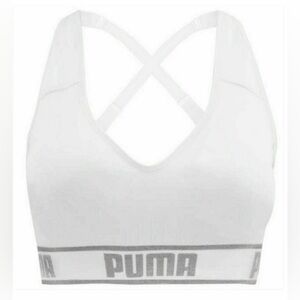 PUMA Women's White and Gray Sports Bra